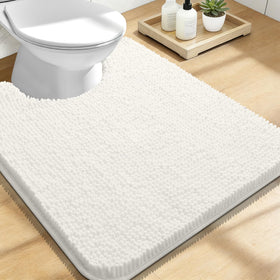 OLANLY U-shaped toilet rug in ivory offering soft foot comfort