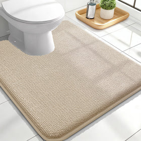 OLANLY toilet rug U-shaped 24x20 with plush memory foam for soft steps