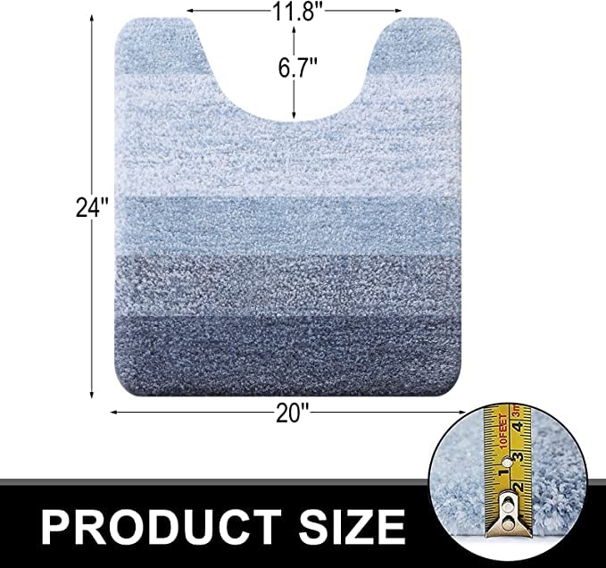 OLANLY toilet rug blue plush mat adds warm softness to chilly mornings.