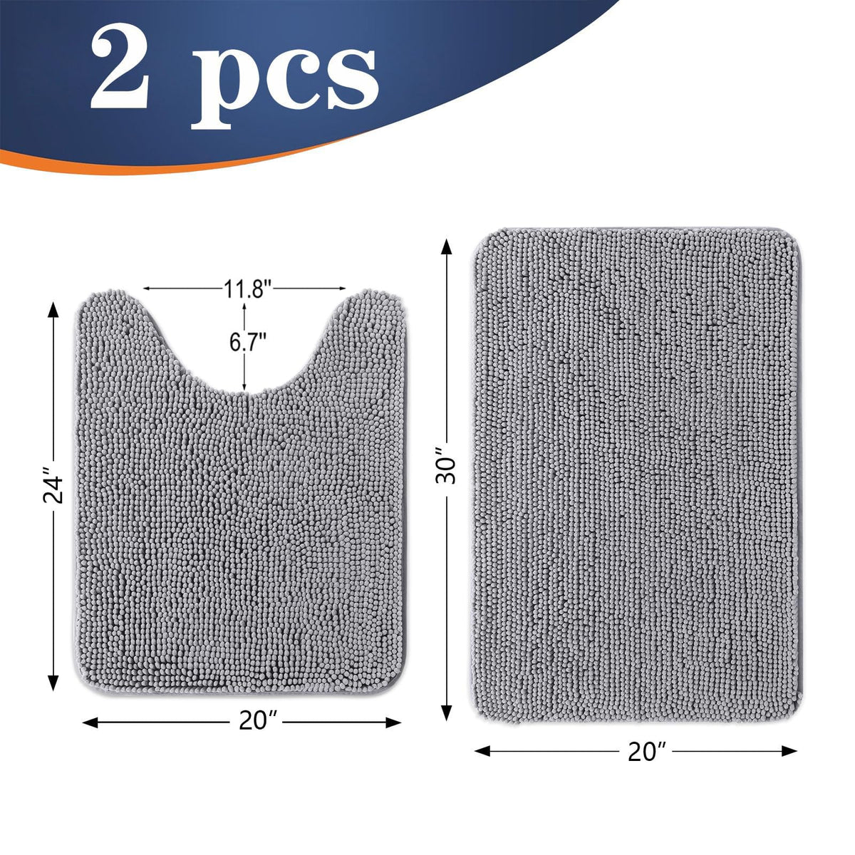 OLANLY gray U-shaped toilet mat keeps floors drier and safer