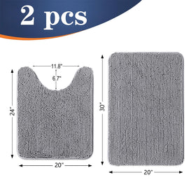 OLANLY gray U-shaped toilet mat keeps floors drier and safer