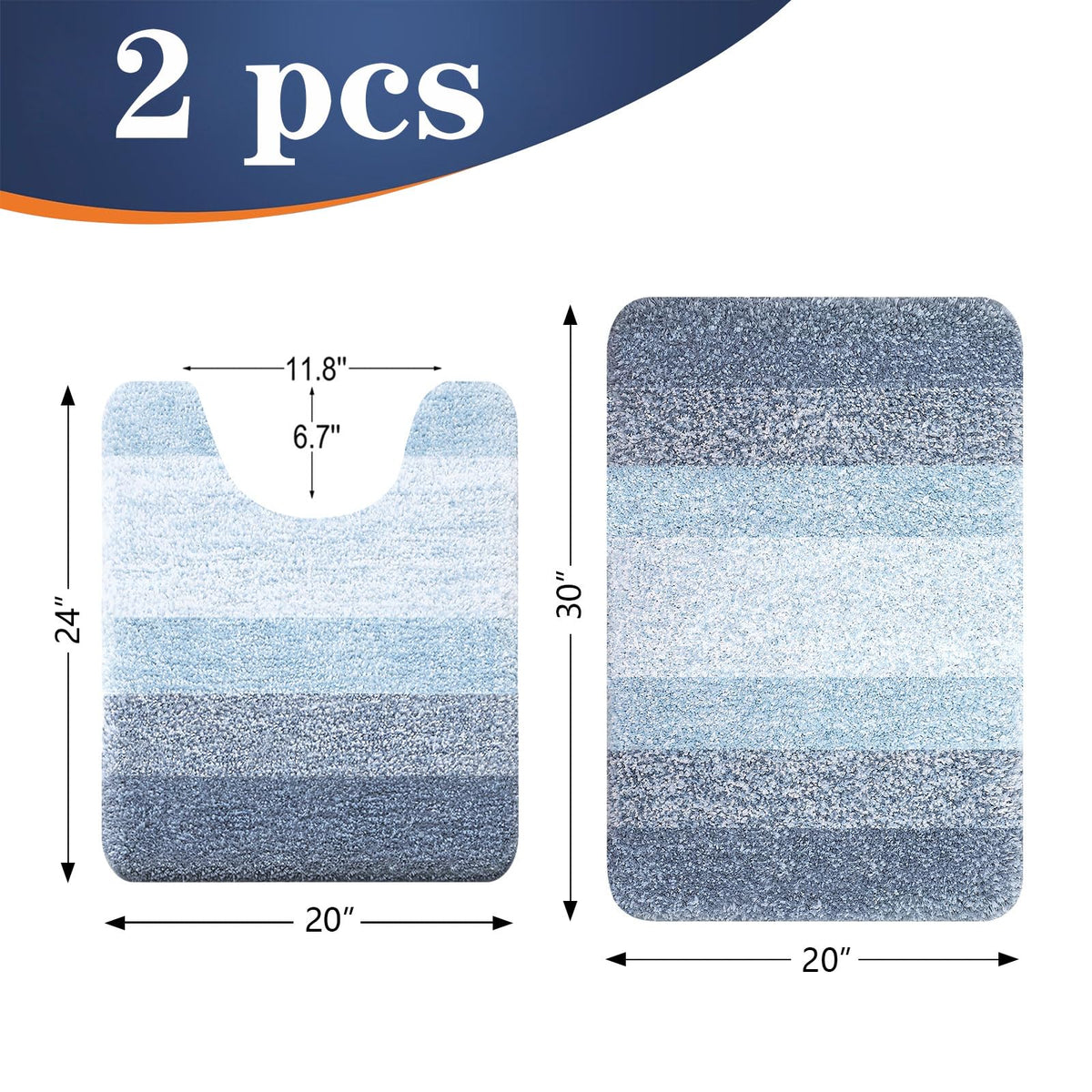 OLANLY U-shaped contour rug blue around toilet for secure non-slip placement.