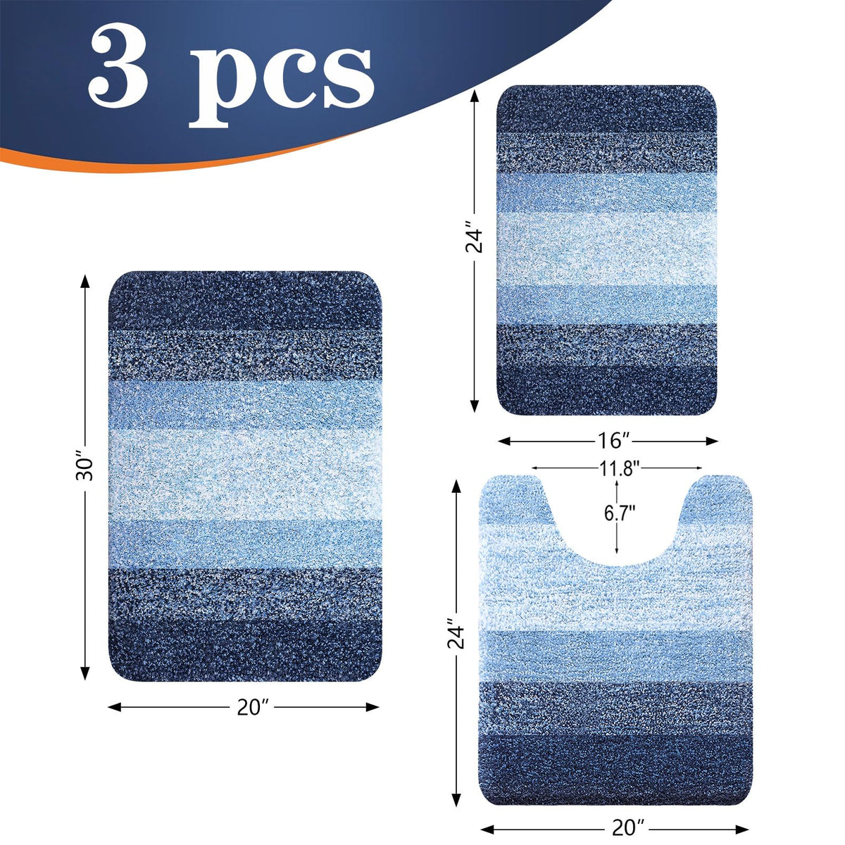 OLANLY U-shaped contour rug complements toilet space with soft, quick-dry fibers.