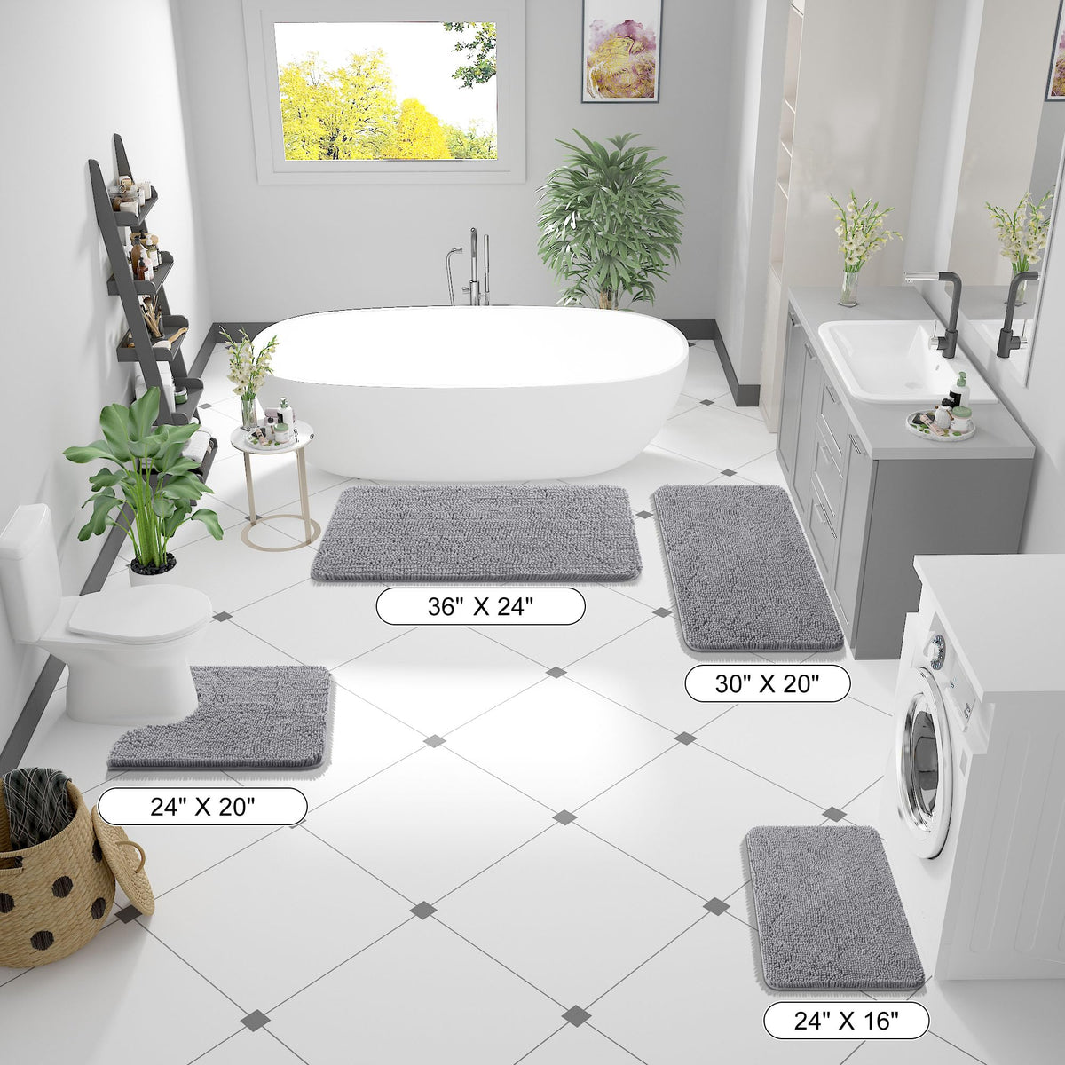 OLANLY versatile bathroom floor mat for tubs, showers, and guest baths.