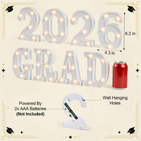 OLANRUN GRAD 2026 letters close-up showing smooth durable plastic