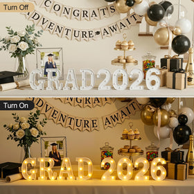 OLANRUN GRAD 2026 letters wall display with hanging holes for setup