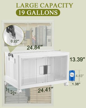 OlarHike 76QT container offers 19 gallons of space for organized storage.