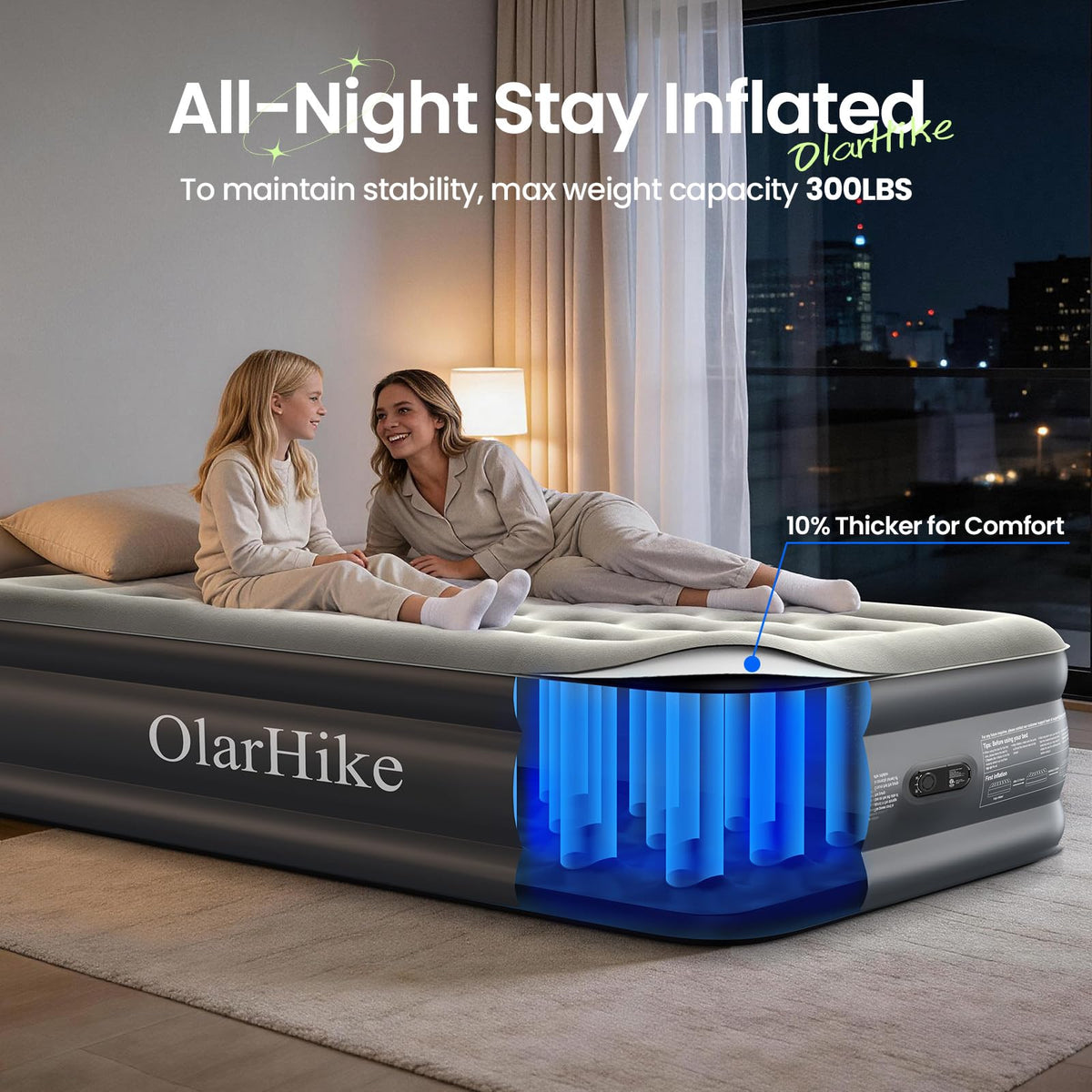 OlarHike deflated bed rolled and ready for compact storage