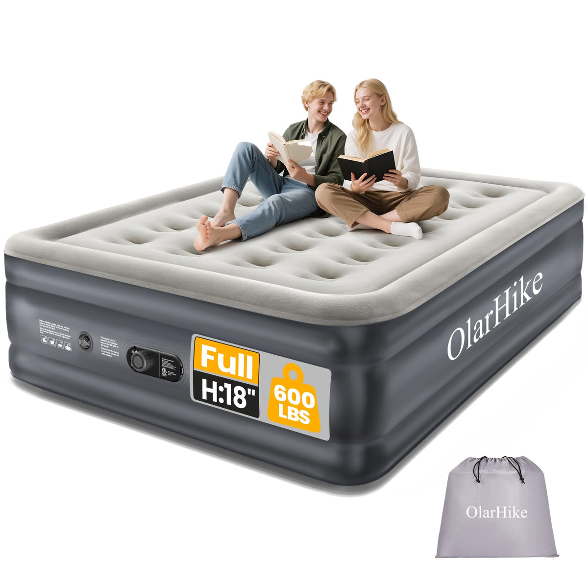 OlarHike full air mattress with built-in pump for fast setup and reliable comfort.