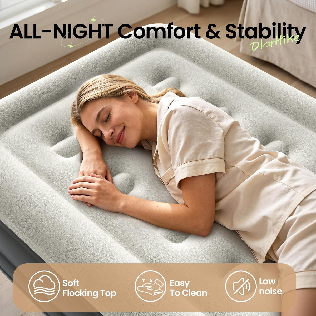 OlarHike mattress surface showing durable fabric for frequent guest use