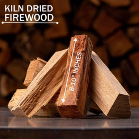Old Potters Hickory kiln-dried logs cross-section showing low moisture for steady burn.