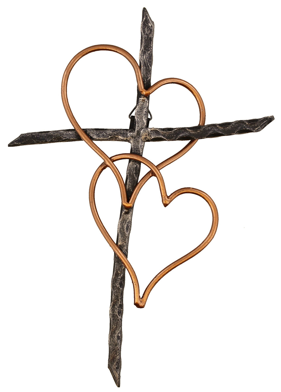 Old River Outdoors entwined hearts wall cross, full view for rustic home decor
