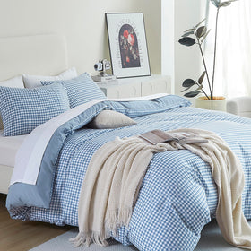 Oli Anderson reversible gingham look shown for two styles in one bed setup.
