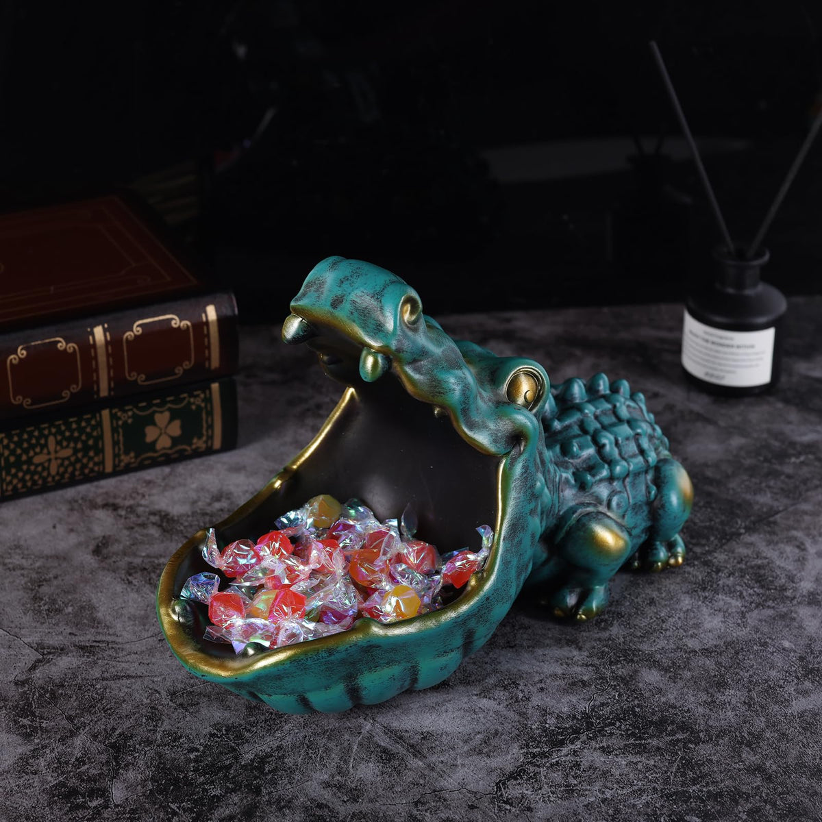 oliruim alligator candy dish green big mouth ideal for snacks and trinkets.