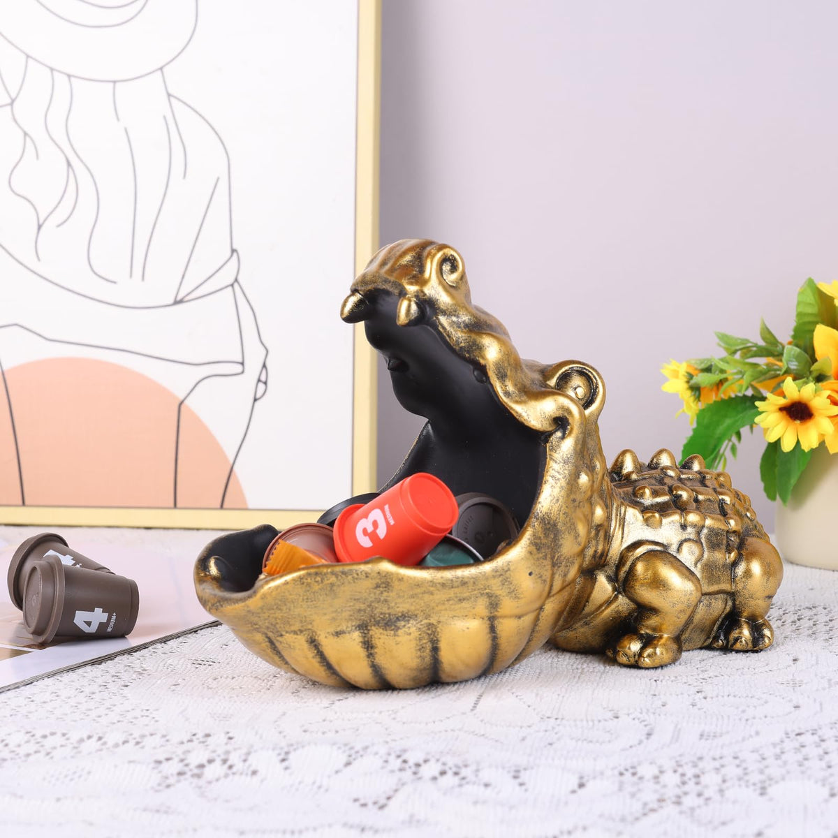 oliruim alligator sculpture modern design enhances living room decor