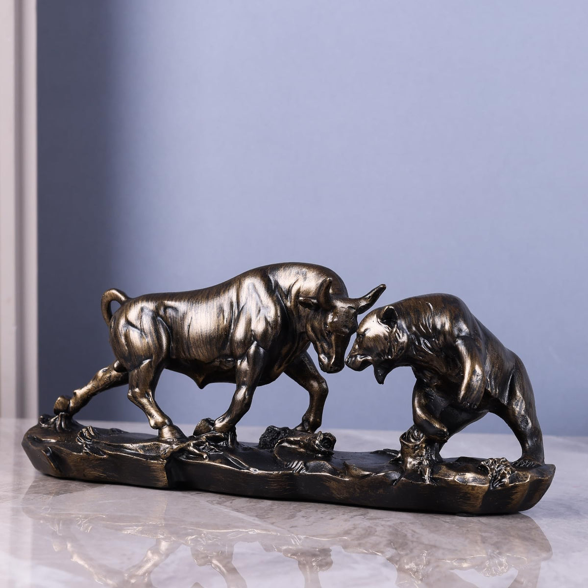 oliruim home decor centerpiece featuring bull and bear symbolism