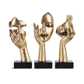 oliruim thinker statues in black and gold for modern shelves