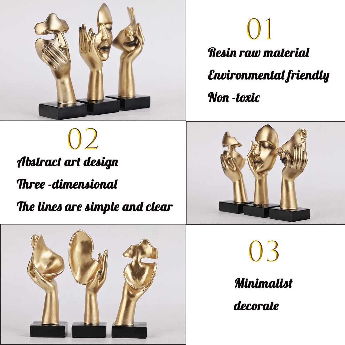 oliruim resin sculptures with varied heights form dynamic display