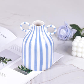 oliruim ceramic vase showcases hand-painted stripes for artisanal flair