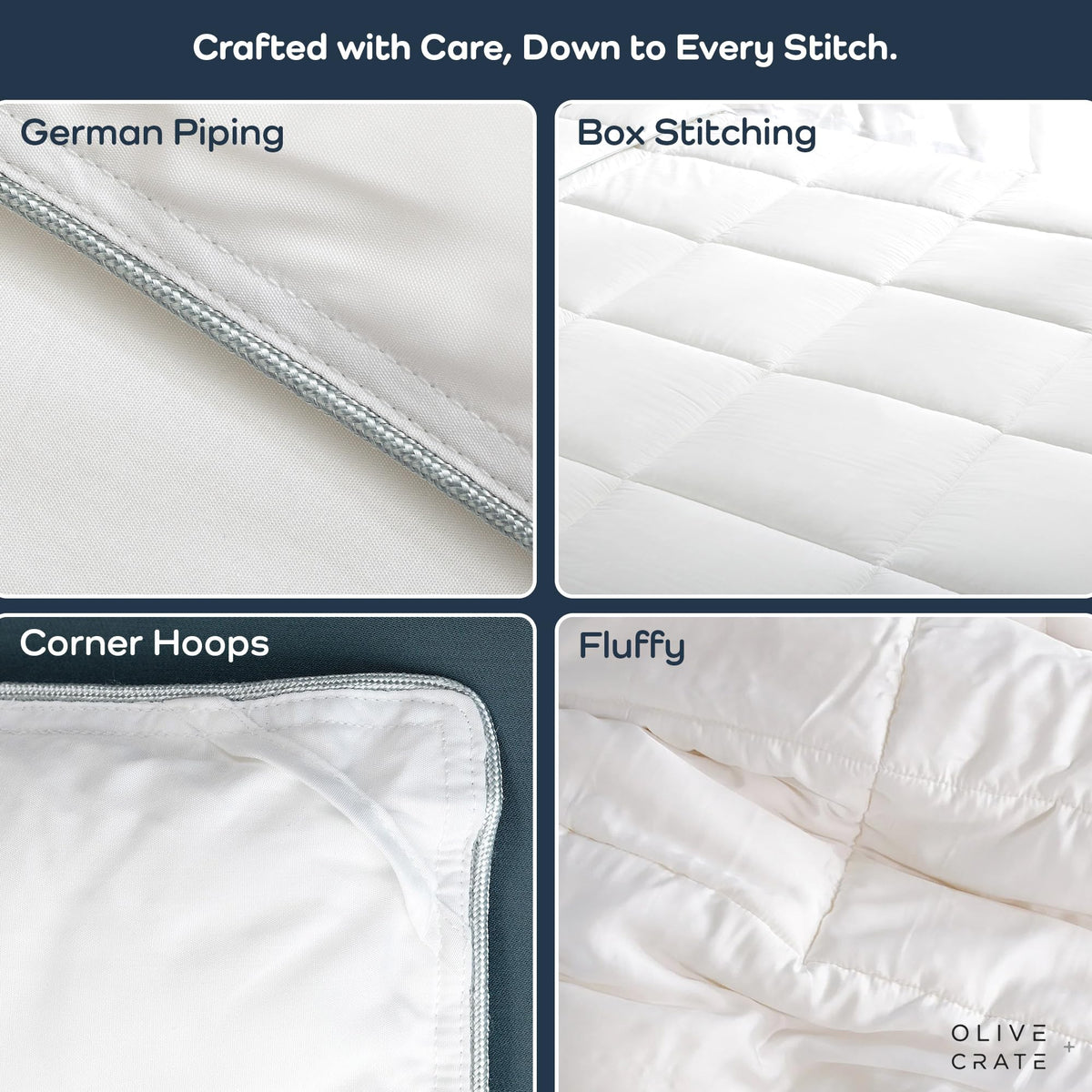 Olive + Crate corner ties detail on oversized king comforter