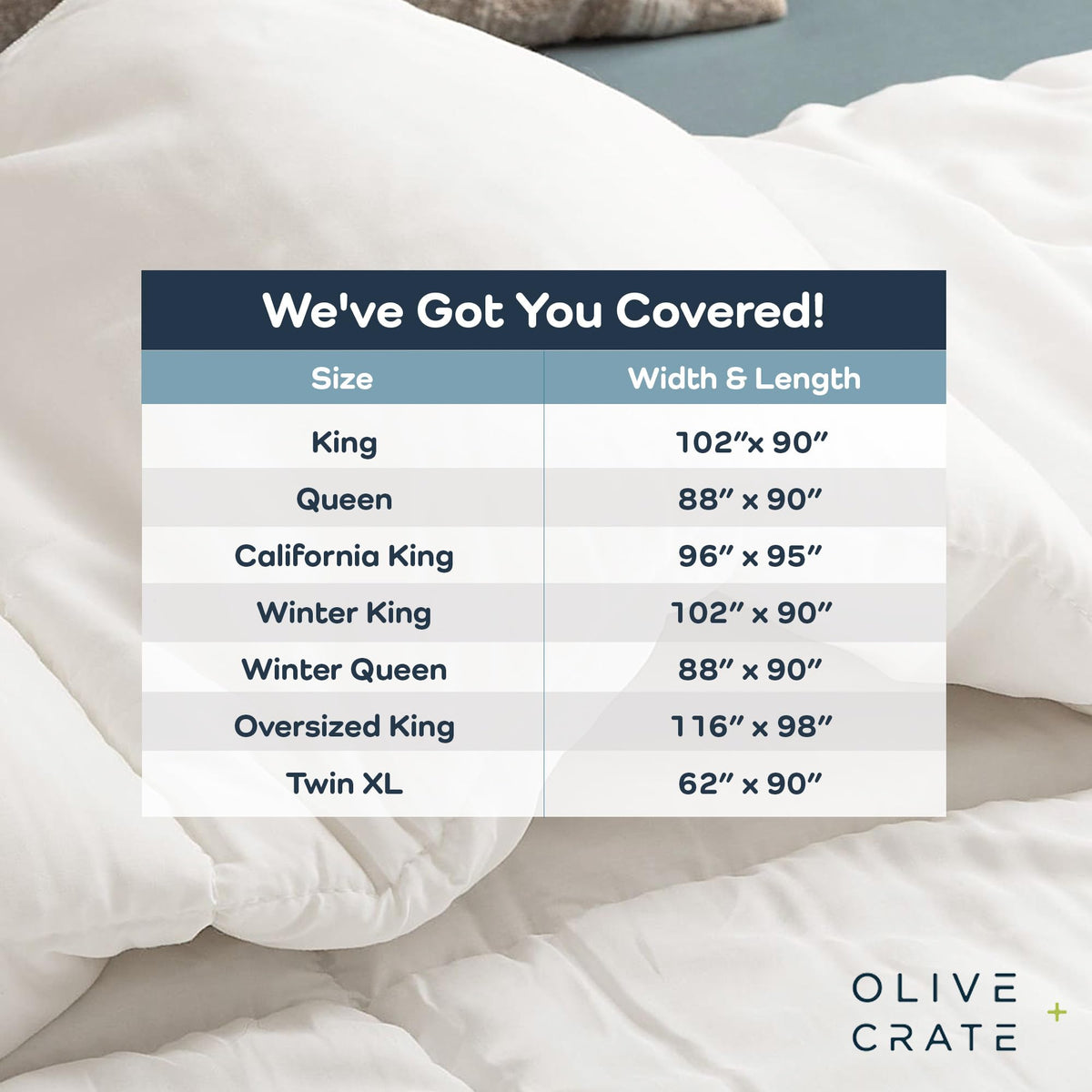 Olive + Crate white comforter displayed on a clean bed setup
