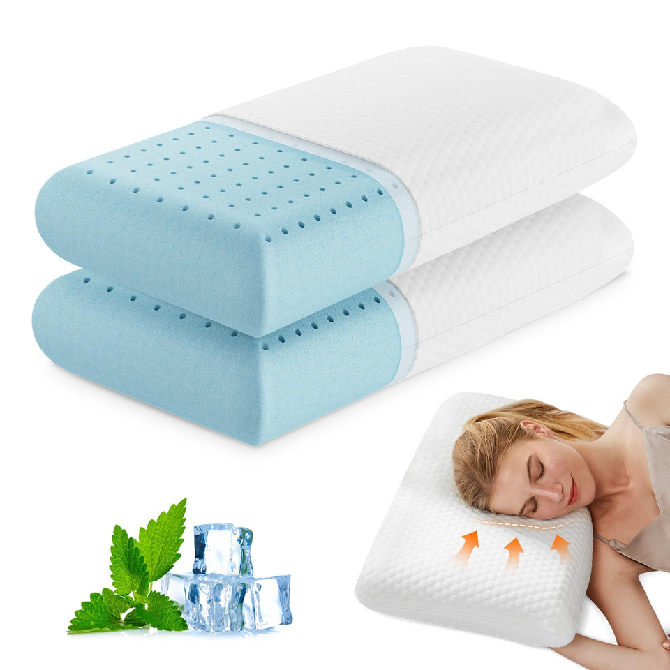 OLIXIS memory foam pillow front view shows cooling comfort for back sleepers