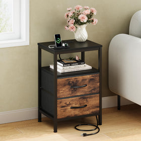 OLIXIS Nightstand compact size—side profile fits neatly beside a bed.