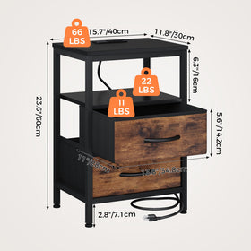 OLIXIS Nightstand fabric drawers—interior view demonstrates spacious storage for remotes and books.
