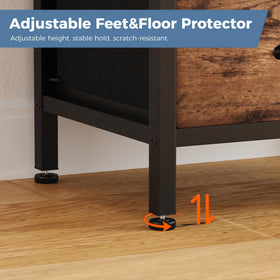 OLIXIS Nightstand leveling feet—four adjustable feet stabilize on uneven floors.