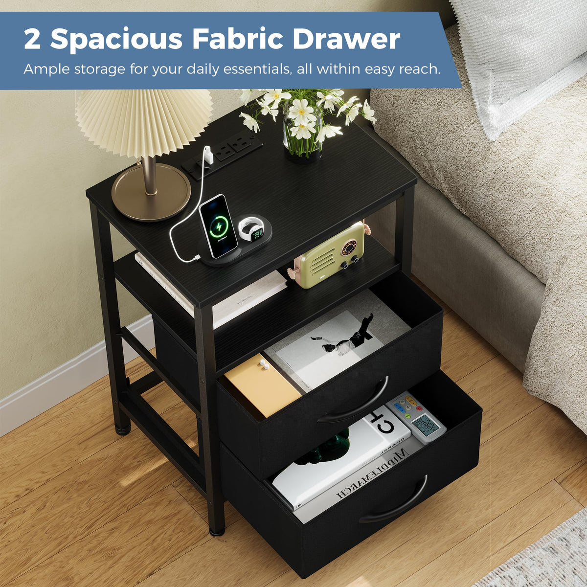 OLIXIS nightstand leveling feet adapt to uneven floors for balance
