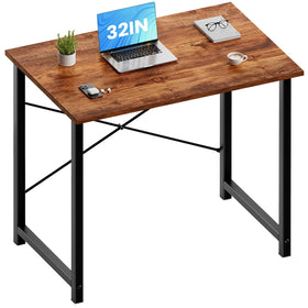 OLIXIS small computer desk front view highlighting sturdy X-shaped reinforcement for steady daily use.