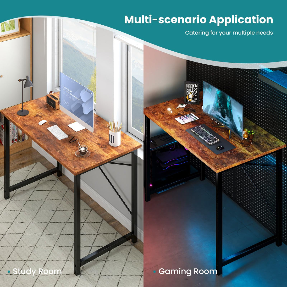 OLIXIS small desk in a home office scene showing compact size and modern finish.