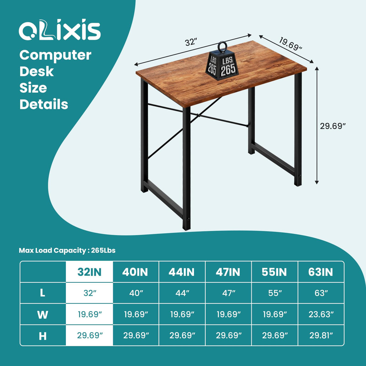OLIXIS desk stability with thick square legs providing solid footing.