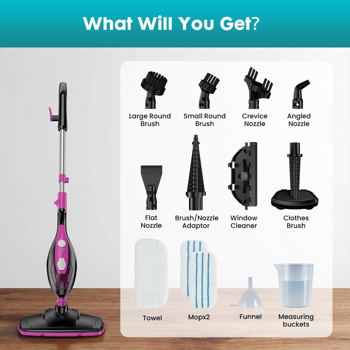 OLIXIS steam mop with adjustable height for comfortable room cleaning
