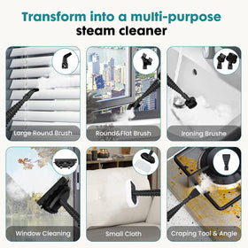 OLIXIS steam mop on hardwood floor demonstrating safe, quick-drying cleaning