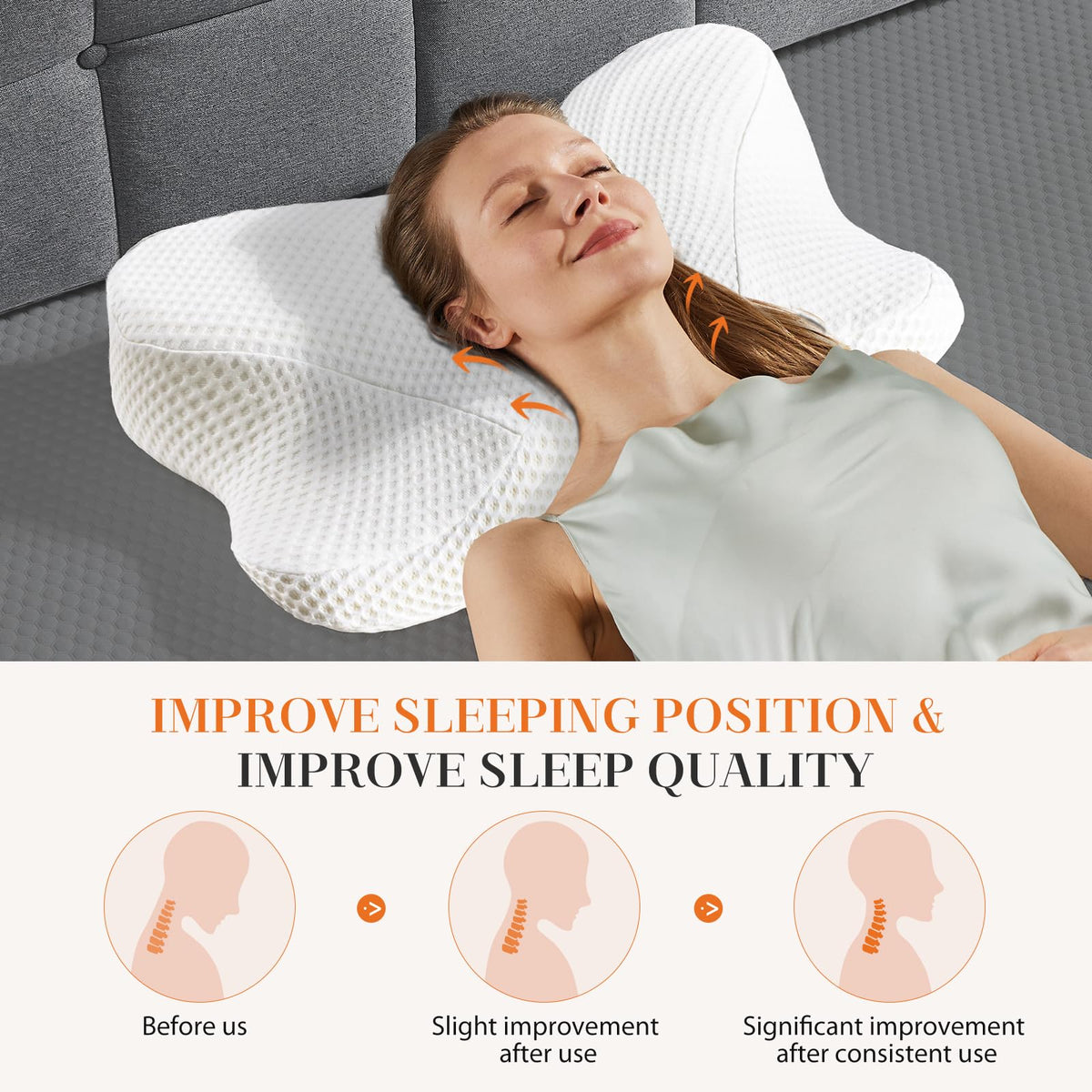 OLIXIS two-height design provides customizable support for different sleep positions
