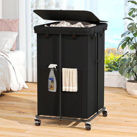 Olldide 160L laundry hamper with wheels and lid, designed for dust-free closet organization