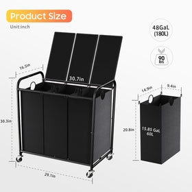 Olldide detachable 60L laundry bags simplify sorting and bag removal.