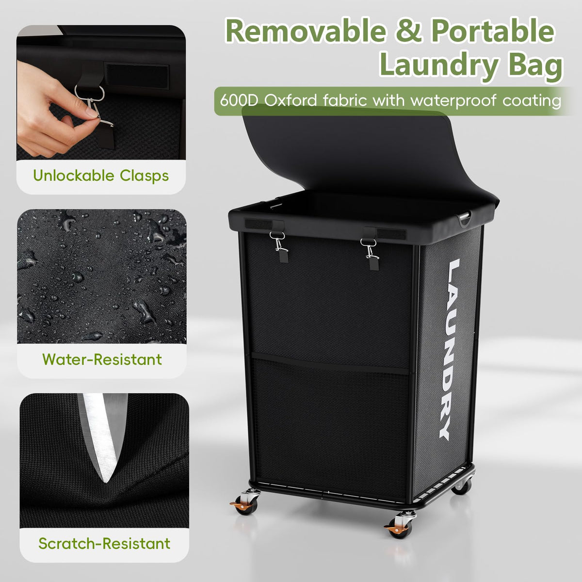 Olldide basket shown in a bedroom/dorm setup for versatile organization.