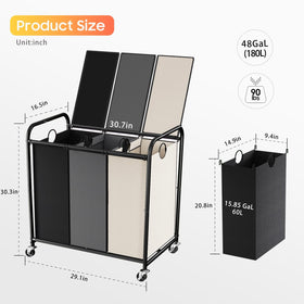 Olldide laundry sorter with wheels and lid for easy transport and odor control.