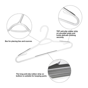Integrated clips on Ollieroo hangers hold skirts and pants with ease