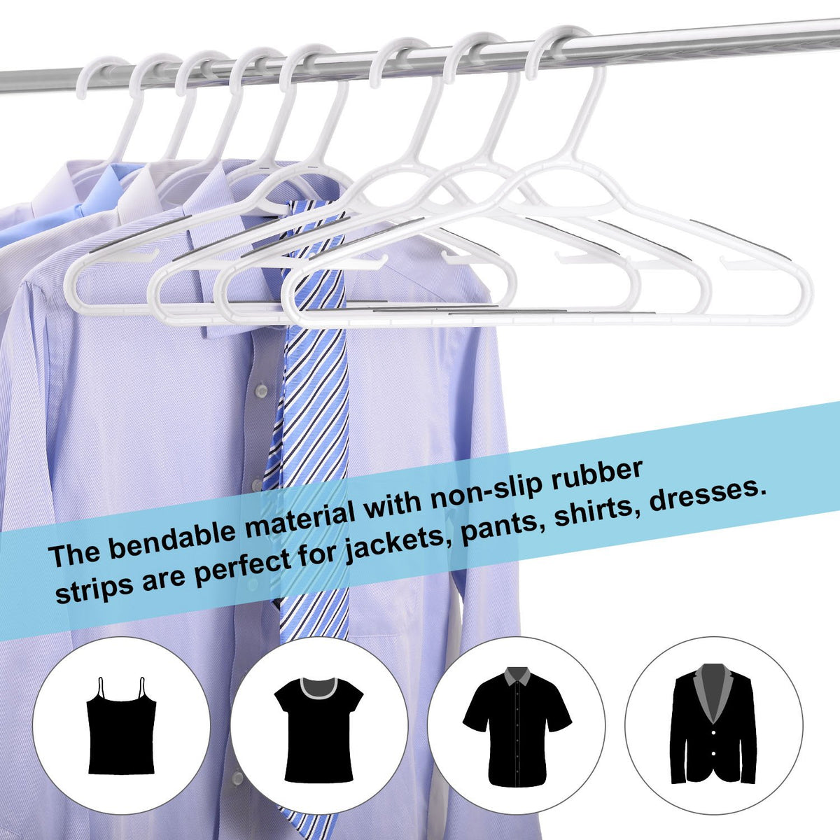 Slim profile Ollieroo hanger saves closet space with a compact form