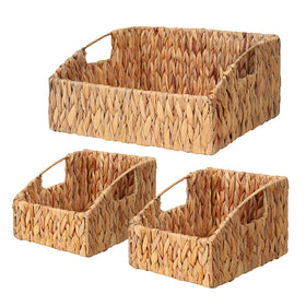 Ollieroo rattan storage baskets handwoven trio for stylish shelf organization