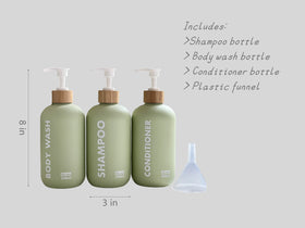OLLIES conditioner dispenser side view in green with sleek matte finish.