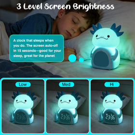 Ollycasa Axolotl alarm clock digital display shows clear time