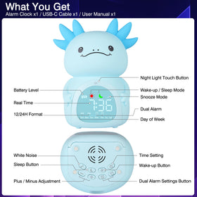 Ollycasa Axolotl alarm clock silicone body is soft and durable