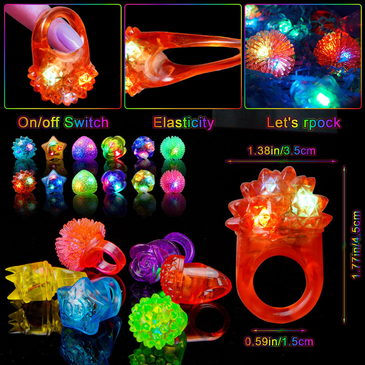 Individually wrapped OLUPP rings make convenient party favors.