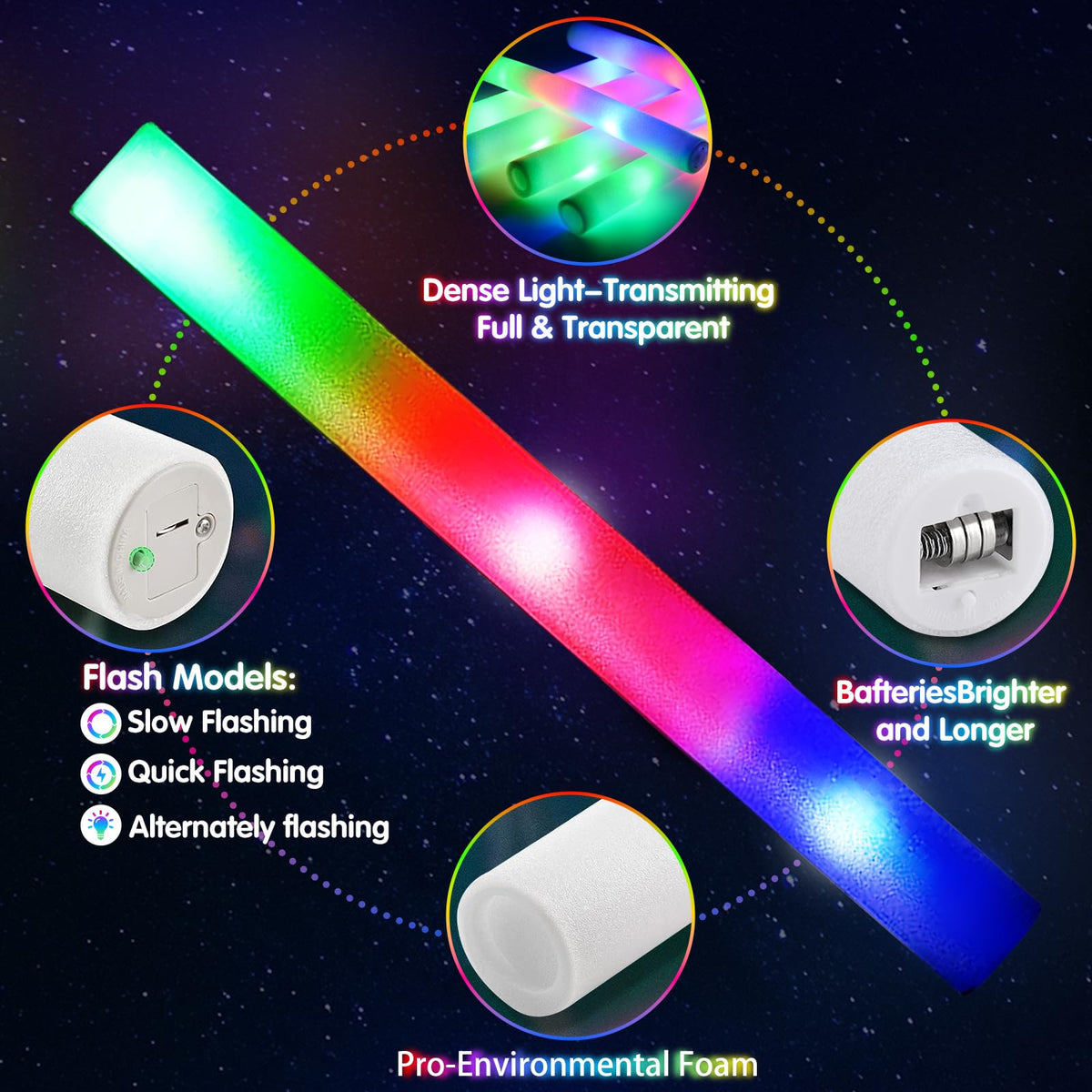 OLUPP foam glow sticks ideal as kid friendly light sabers.