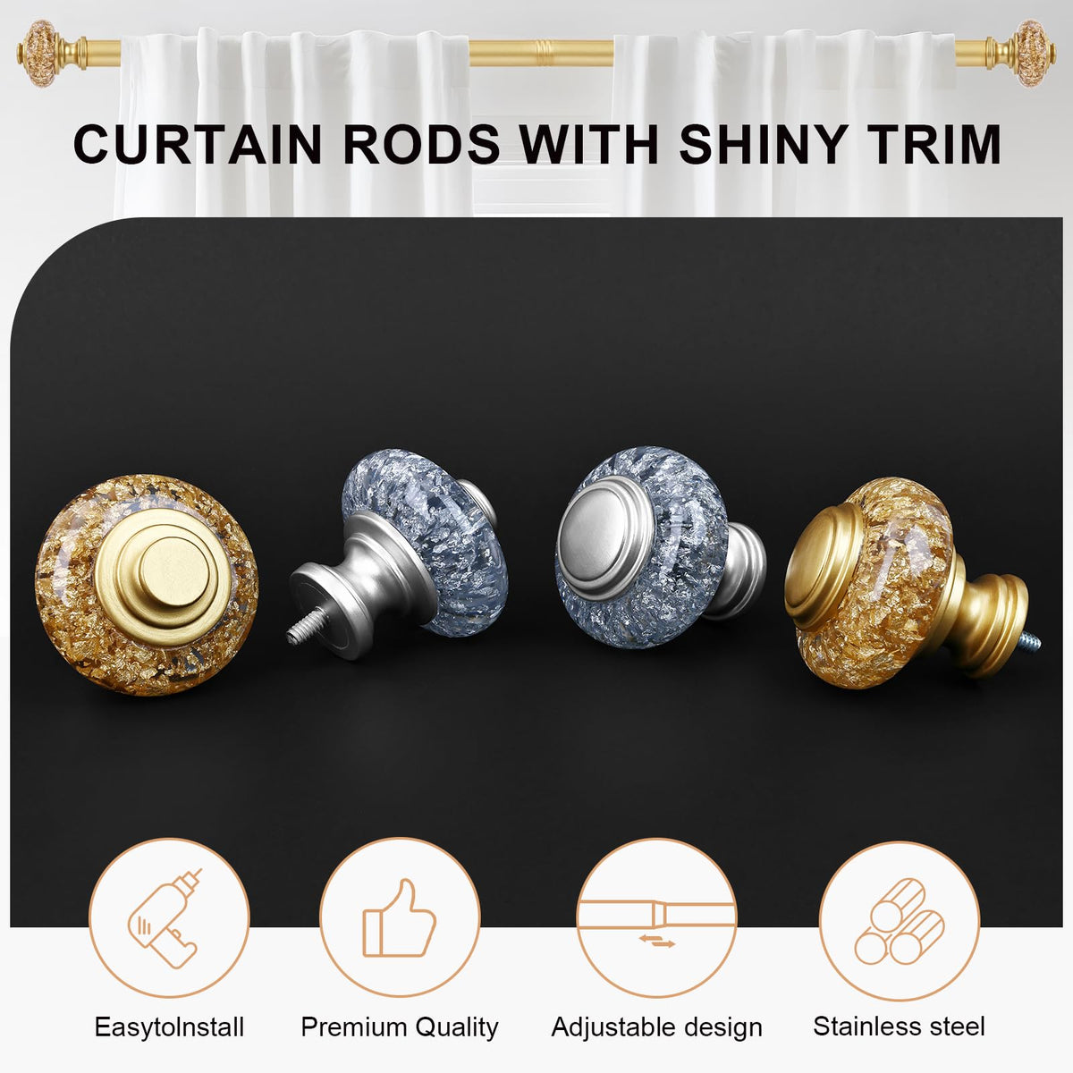 OLV crystal gold foil finials add vintage sparkle to any room.