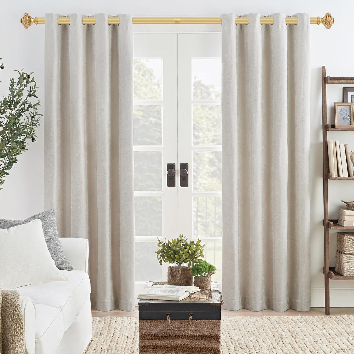 OLV elegant curtain rod set elevates room decor.
